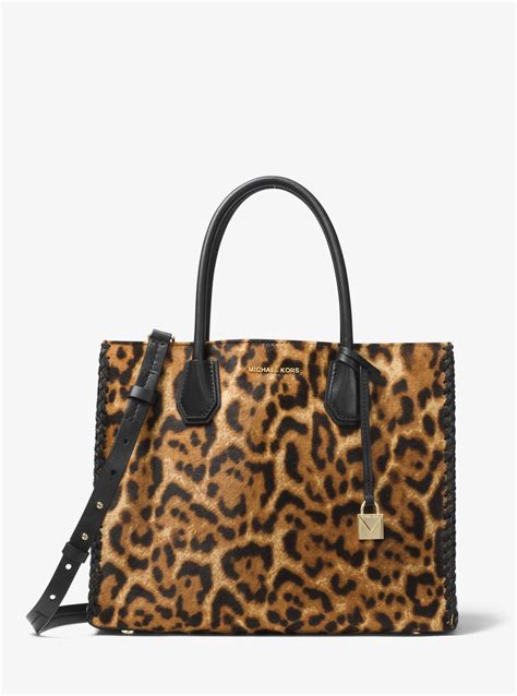 Michael Kors Brooklyn Leopard Butterscotch Calfhair Tote Purse